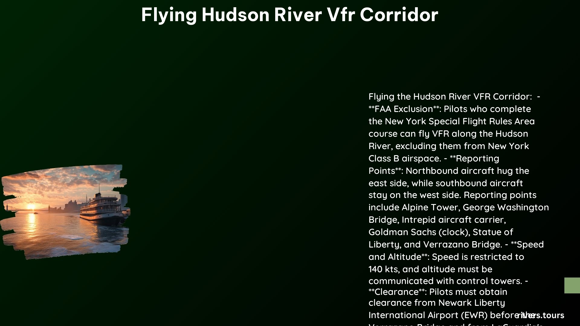 Flying the Hudson River VFR Corridor: A Comprehensive Guide - rivers.tours