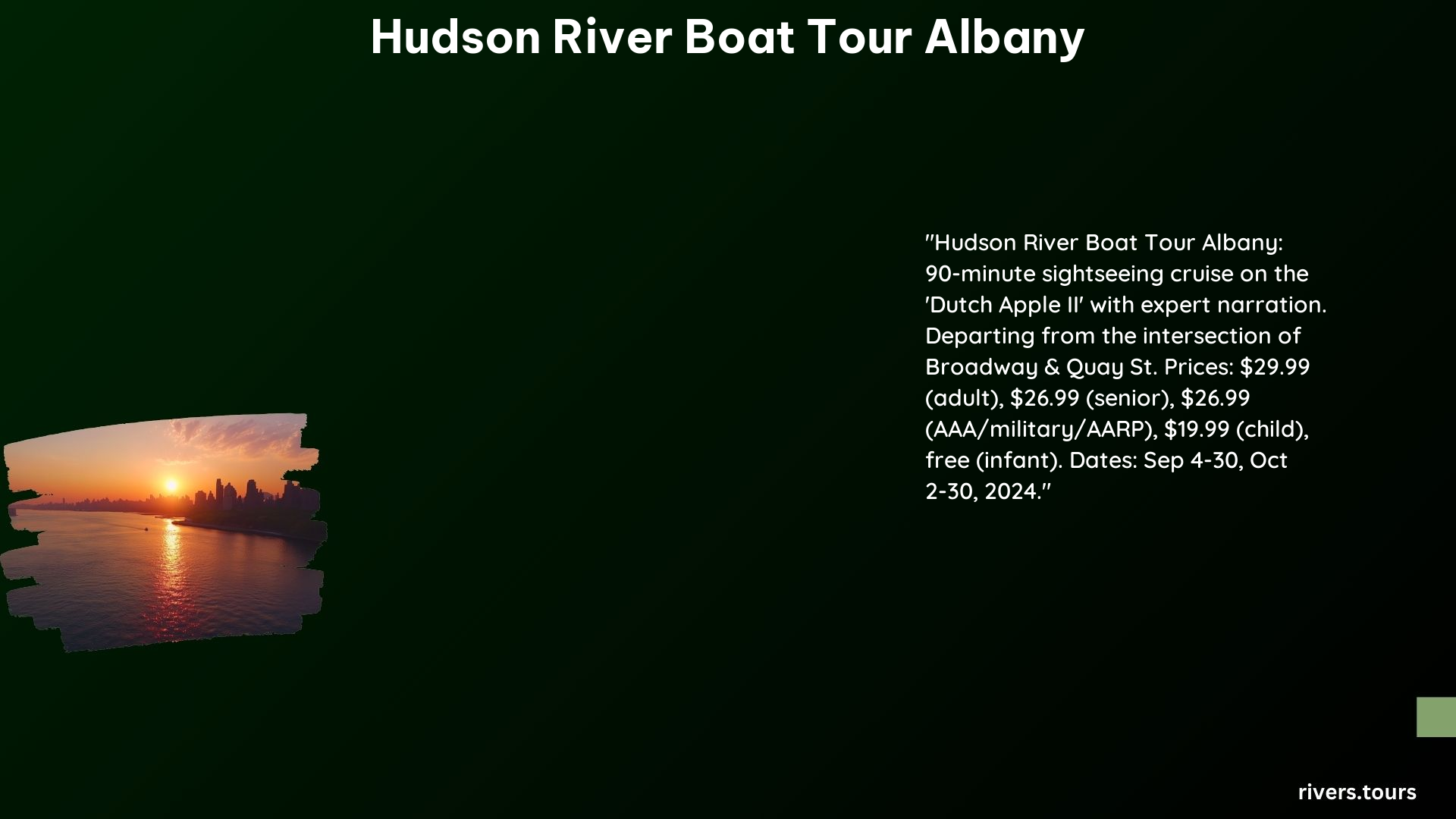 Hudson River Boat Tour Albany
