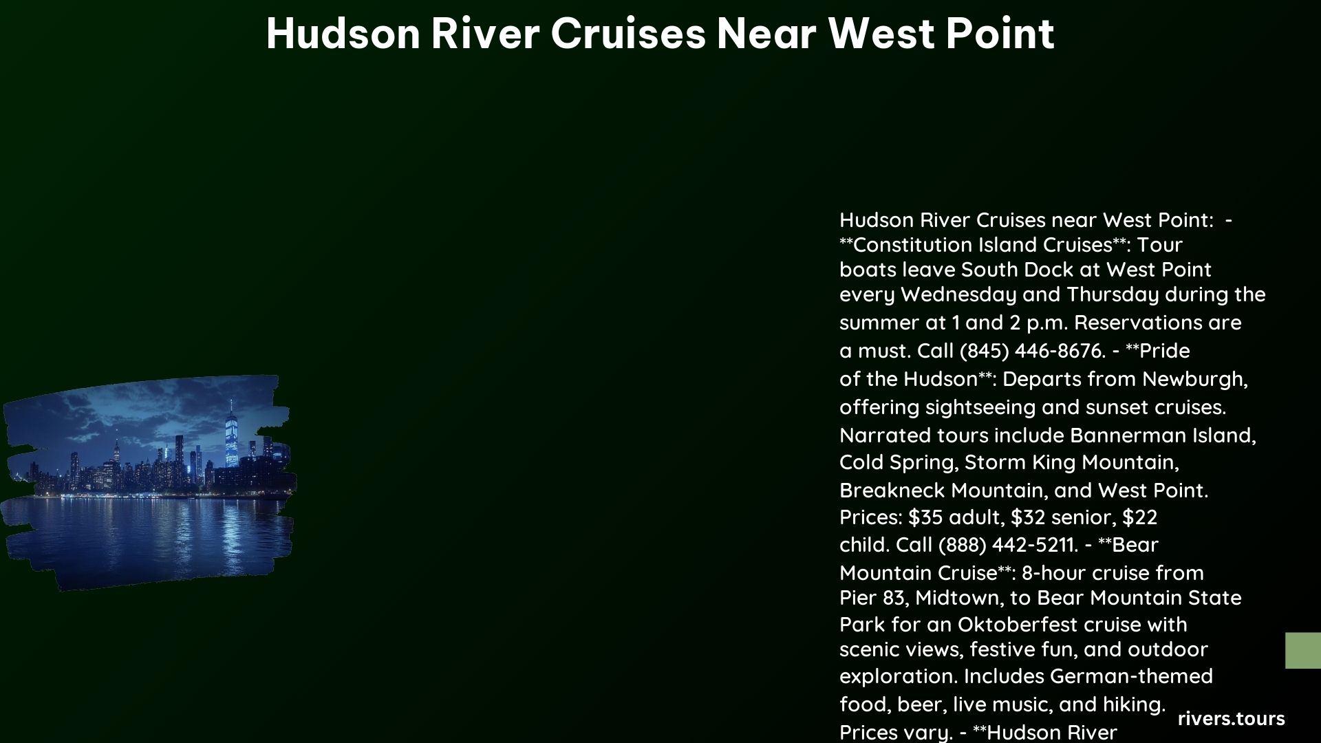 Hudson River Cruises Near West Point